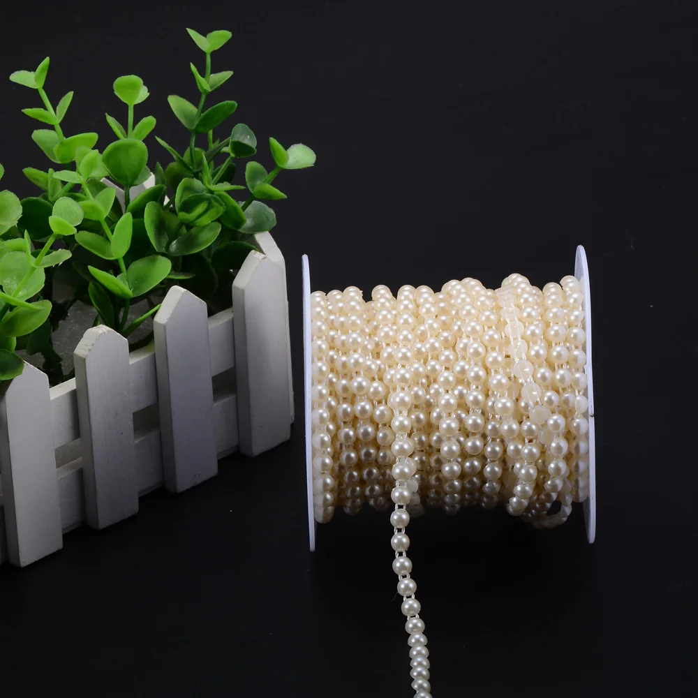 25 м/рулон с плоской задней отделкой жемчугом 6 мм полукруглые бусины ABS Швейные
