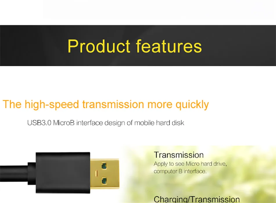QGEEM Micro USB 3,0 кабель типа А к Micro B кабель для внешнего жесткого диска HDD samsung S5 Note3 USB HDD кабель для передачи данных