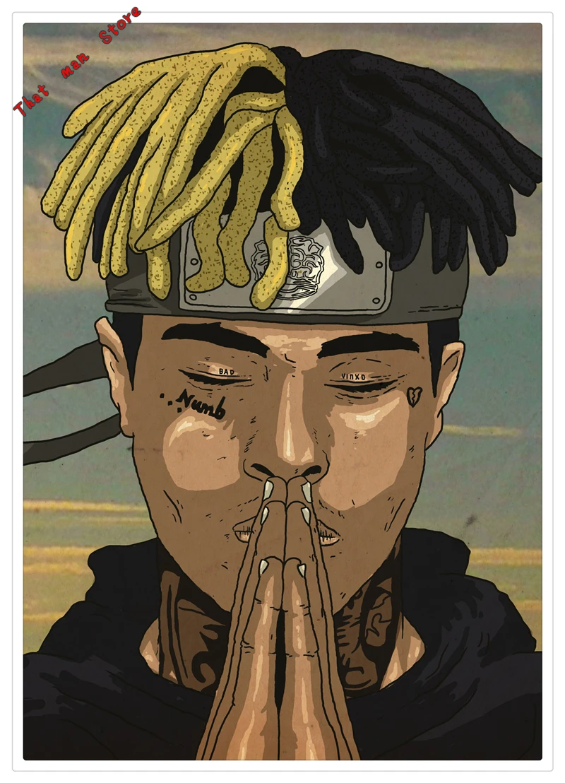 XXXTentacion рэп хип-хоп музыка Звезда Певица художественный плакат белая бумага с покрытием печать живопись для домашнего декора Настенный художественный плакат - Цвет: Темно-серый