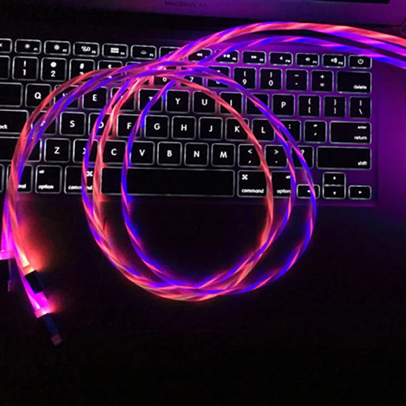 Светодиодный зарядный кабель USB type-C для samsung s9, Android, Micro usb, зарядный кабель для iPhone X