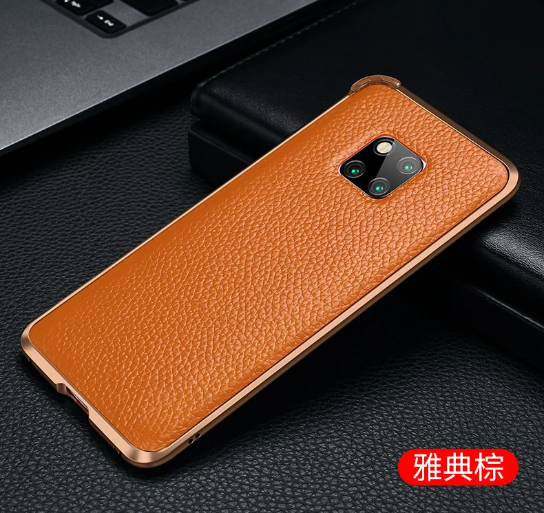 Роскошный металлический алюминиевый сплав бампер Рамка для huawei mate 20 Pro натуральная кожа чехол для телефона huawei mate 20 20X бесплатный подарок