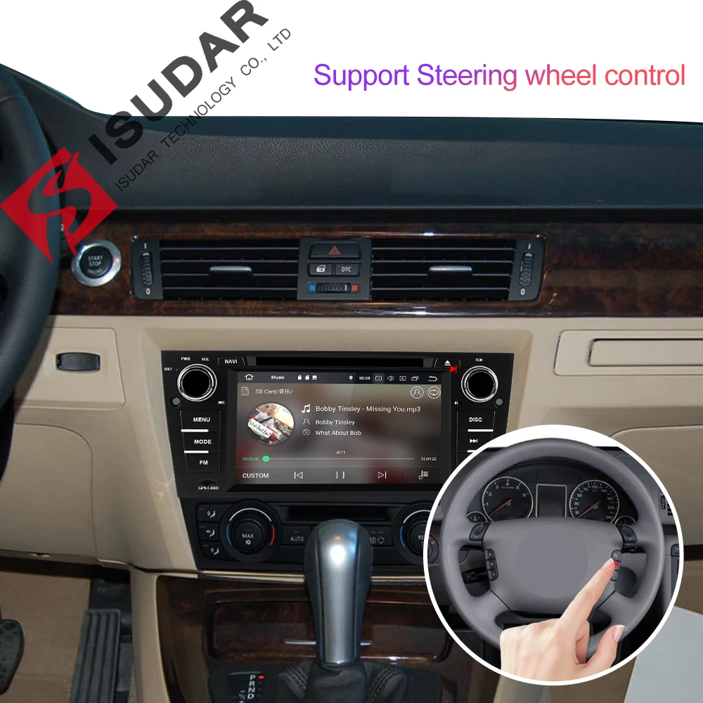 Isudar 1 Din Автомобильный мультимедийный плеер gps Android 9 для BMW/320/328/3 серии E90/E91/E92/E93 dvd