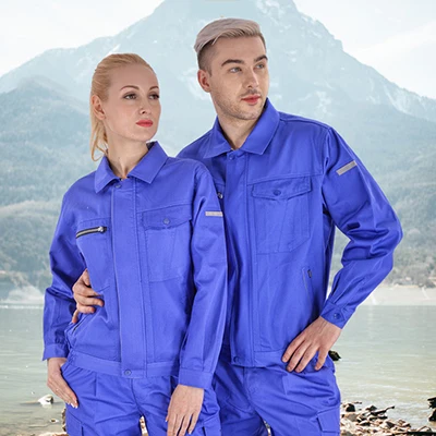 Blue Для женщин/Для мужчин Спецодежда костюмы Куртки с длинными рукавами и работать растений работа Костюмы комплекты для работников завода автомобиль ремонтник работы комбинезоны - Цвет: Blue
