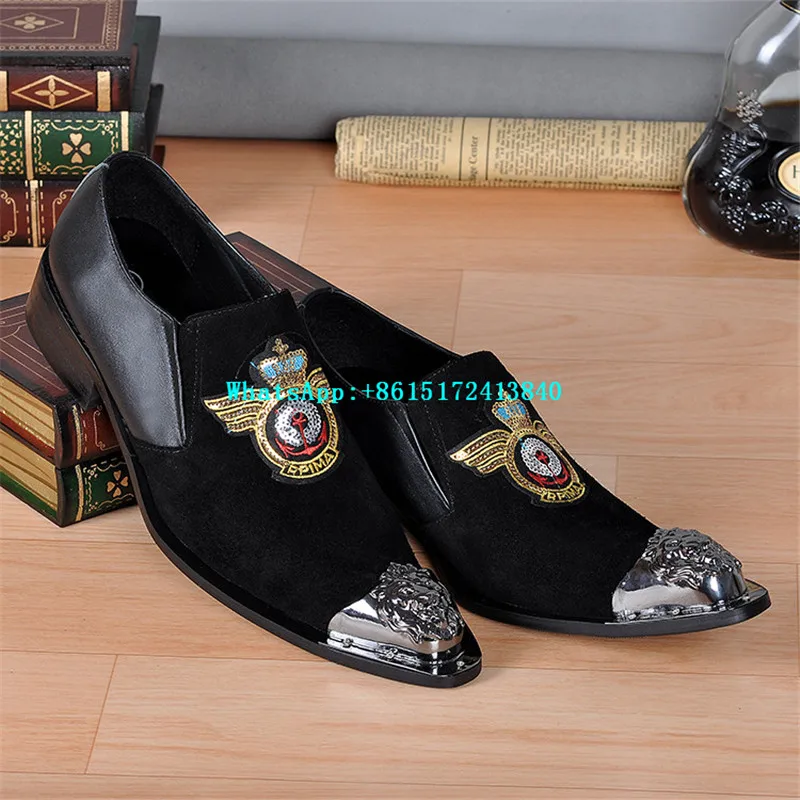 Choudory Дышащий Высота Увеличение Туфли-Черные Мужчины Мокасины Ретро Тотем Острым