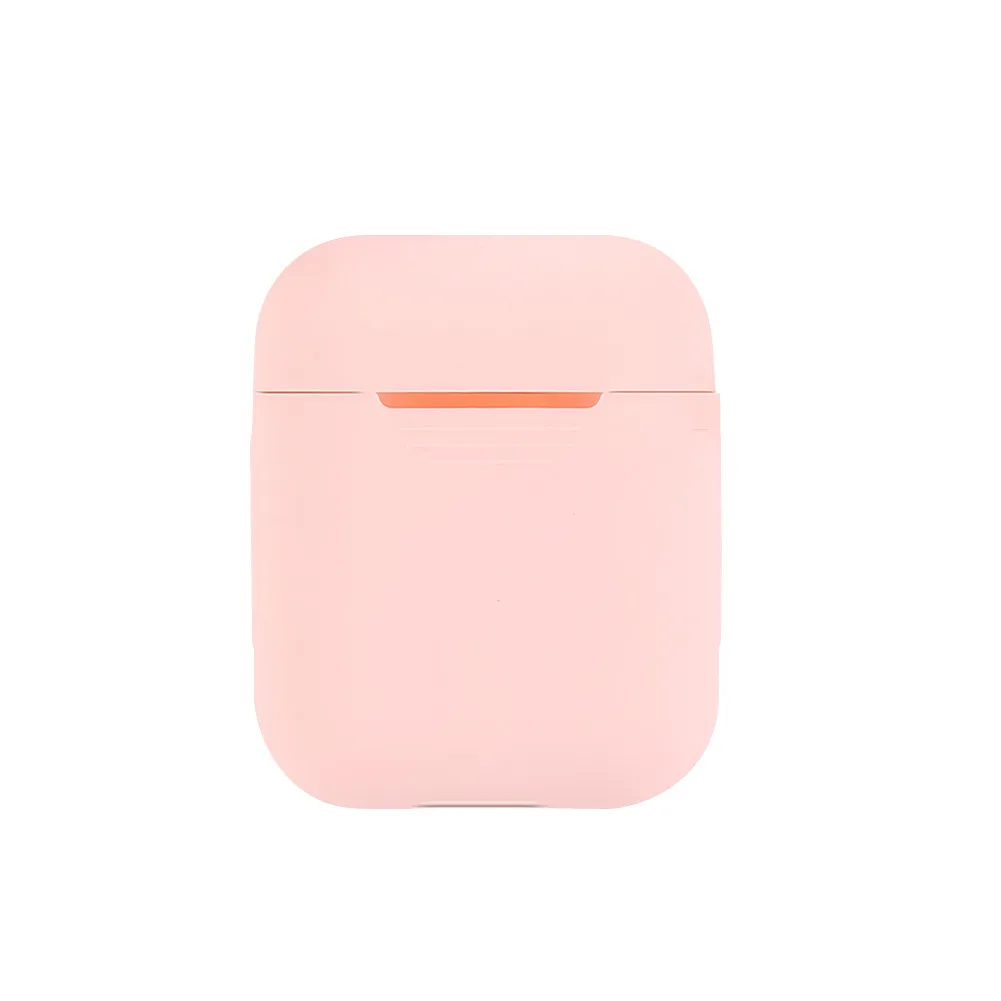 Розовый Мягкий силиконовый чехол для Airpods, сплошной цвет, милые наушники, защитный чехол, водонепроницаемый чехол для iphone 7 8, аксессуары для гарнитуры - Цвет: Розовый