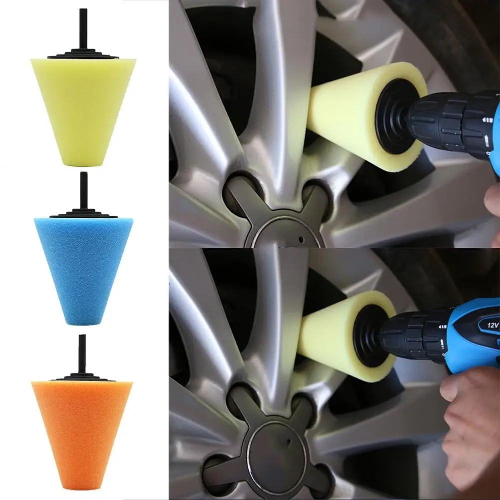 

Car Tyres Foam polishing sponge buffing pad car polisher tires wheel hub polishing tool machine cone-shape wheel hubs disc