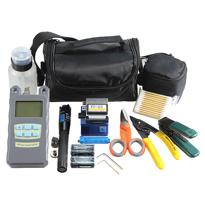 16 type Glasvezel FTTH Tool Kit met Vezelmes en Optische Power Meter 1 Mw Visual Fault Locator Draad schaar