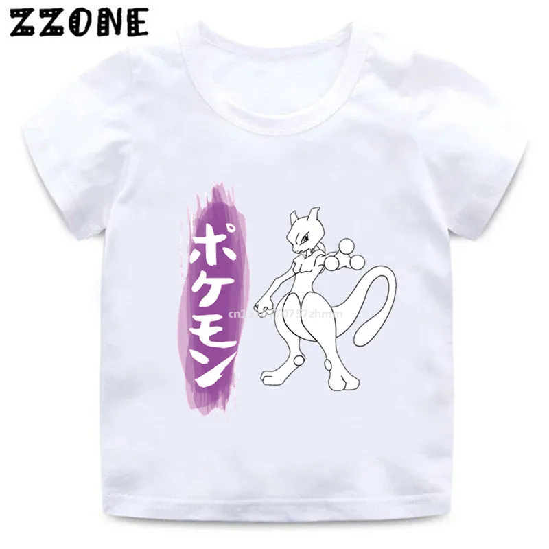 Mewtwo/футболка с принтом акварельных чернил для маленьких девочек Забавная
