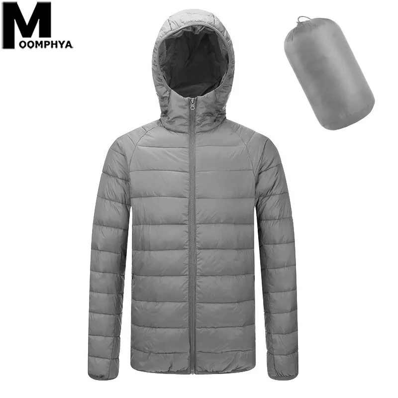 

Moomphya 2019 Men Clothes Light Hooded Men Parka Coat Casual Silk Cotton Warm Winter Jacket Men Waterproof Outwear Coat Men