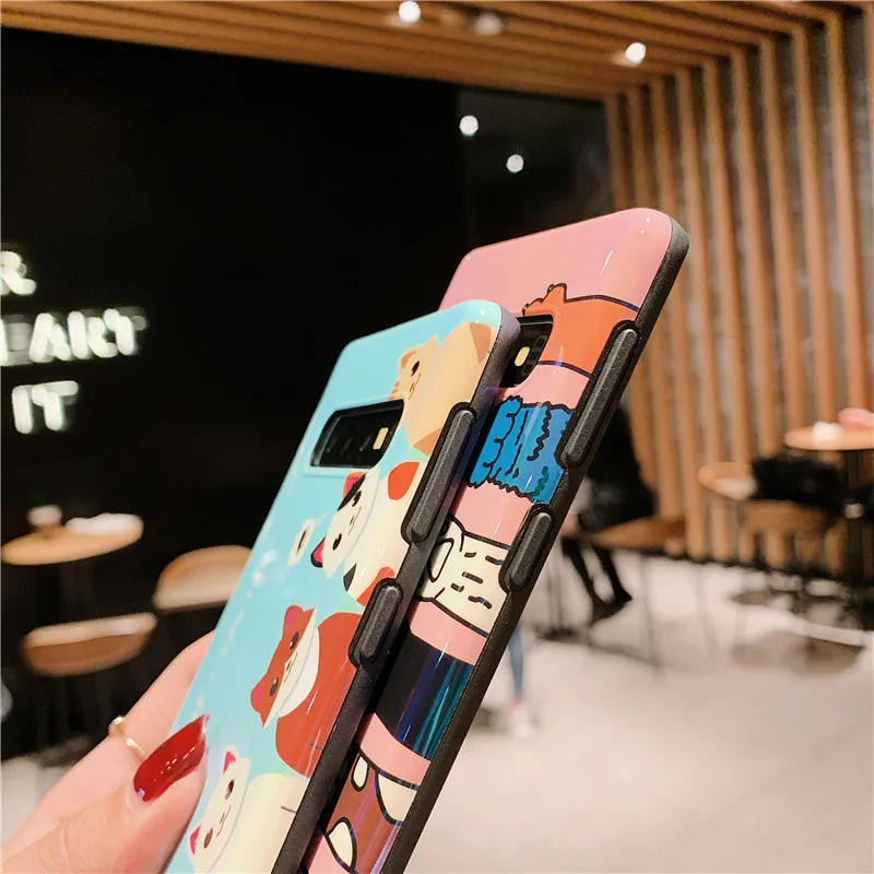 MUSSEL Blu-ray Phone Case For Samsung Galaxy S10 Plus S10e S8 S9 Note 8 9 S7edge Coque Cute Cat Bear Paw Cover |