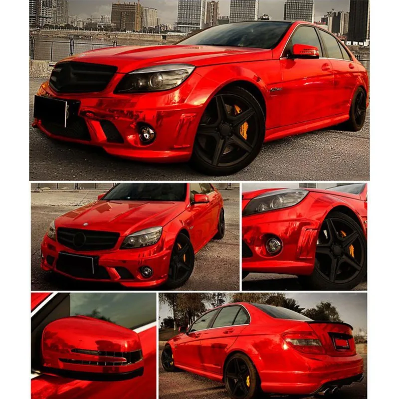 

Red Car Vinyl Film Wrap Color Change Car Body Sticker Decal Sheet Film