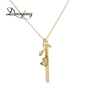 Бренд Duoying персонализированное ожерелье с цветком розы на заказ именное ожерелье поставщик гравировка на разных языках