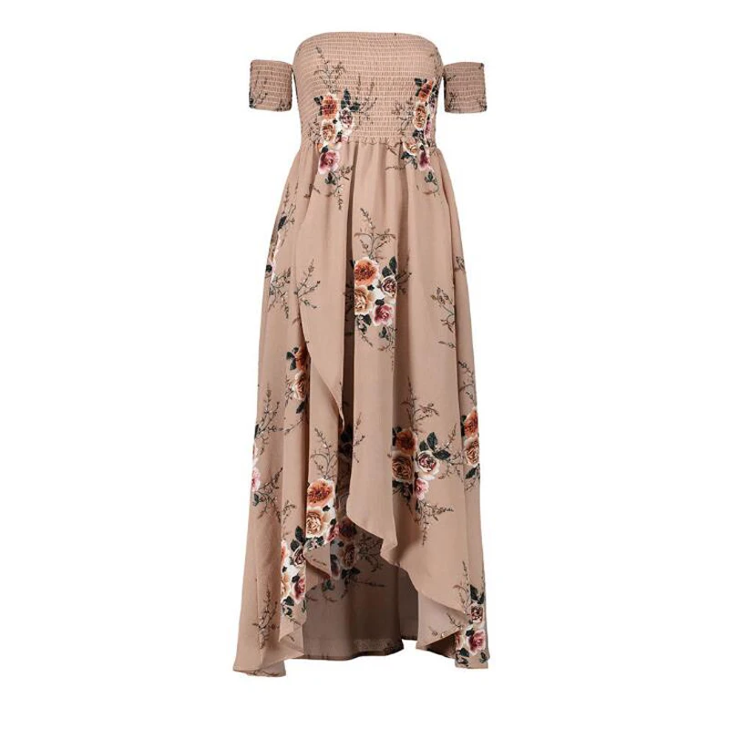 

Fashion Bohemian Seaside Split Beach Sexy Dress New Style Straight Printed Women Dress 2019 Three Colors Summer Dress