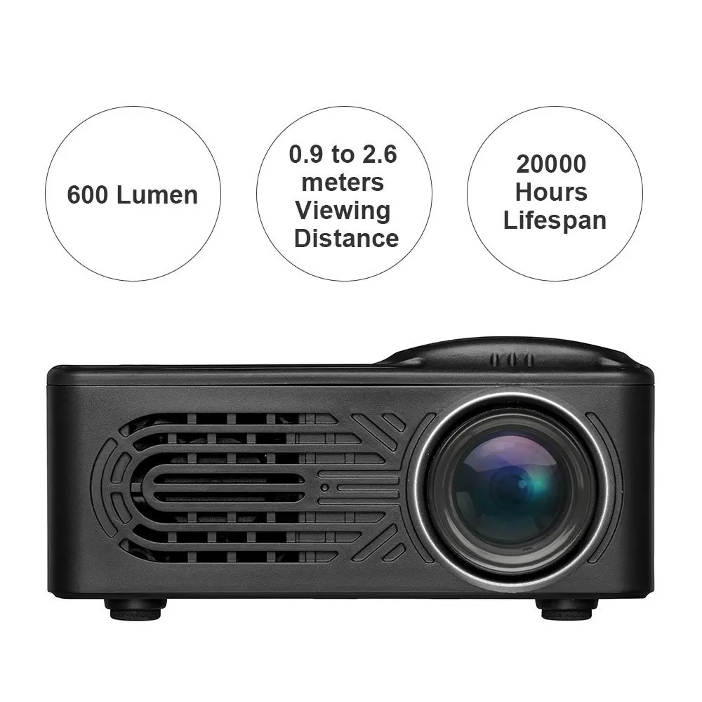 LCD Mini Projector Multimedia Portable Home Theater Support 16: 9&amp4: 3 Full HD 1080P USB AV TF Card for 25-80 inch I | Электроника