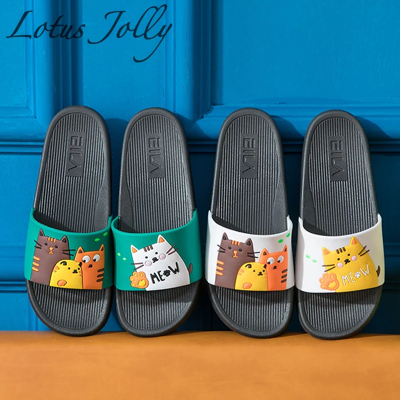 Cartoon Animal Women Summer Slippers Beach Slides Cat Indoor Slip On Sandals Shoes Flip Flops Zapatillas Mujer | Обувь
