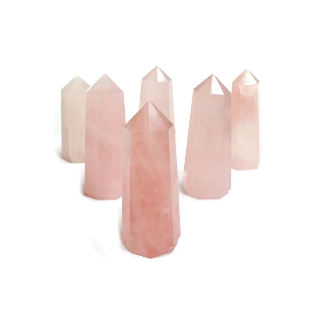 

1 (один) башня из розового кварца с кристаллом обелиск-обмотка проволоки-чакра-рейки-Кристальные сетки-3 дюйма