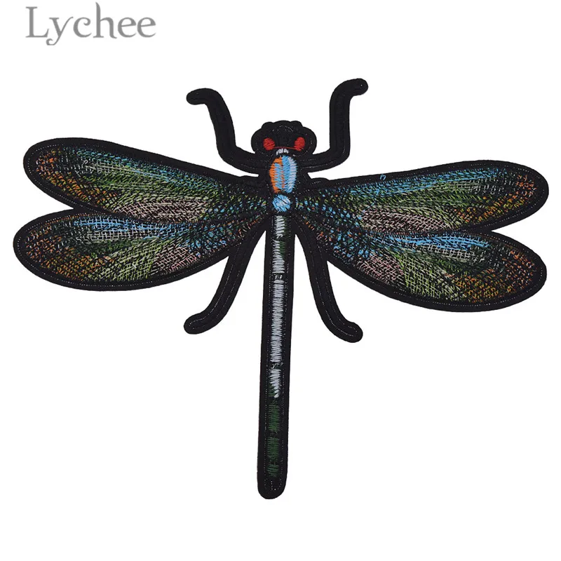 Lychee 1 шт. патч с вышивкой в виде большой стрекозы металлический материал для