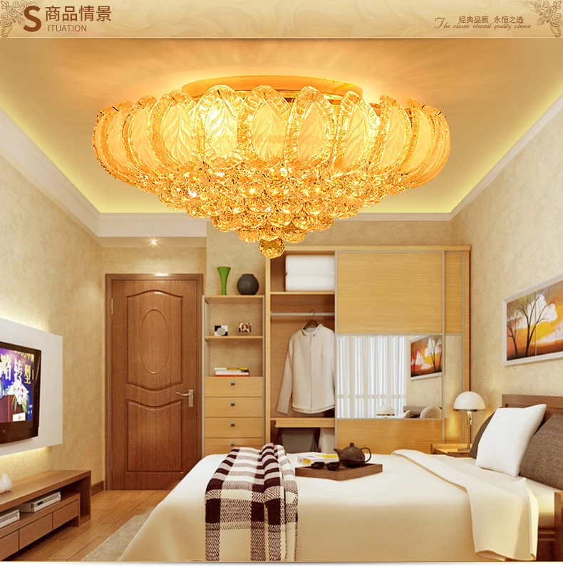 Современные светодиодные потолочные светильники с золотым кристаллом