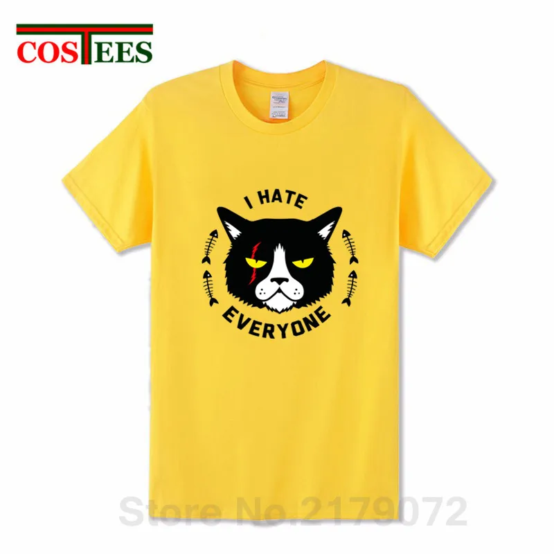 Мужская футболка Parody I cat that hate everyone с принтом животных хлопковые хипстерские