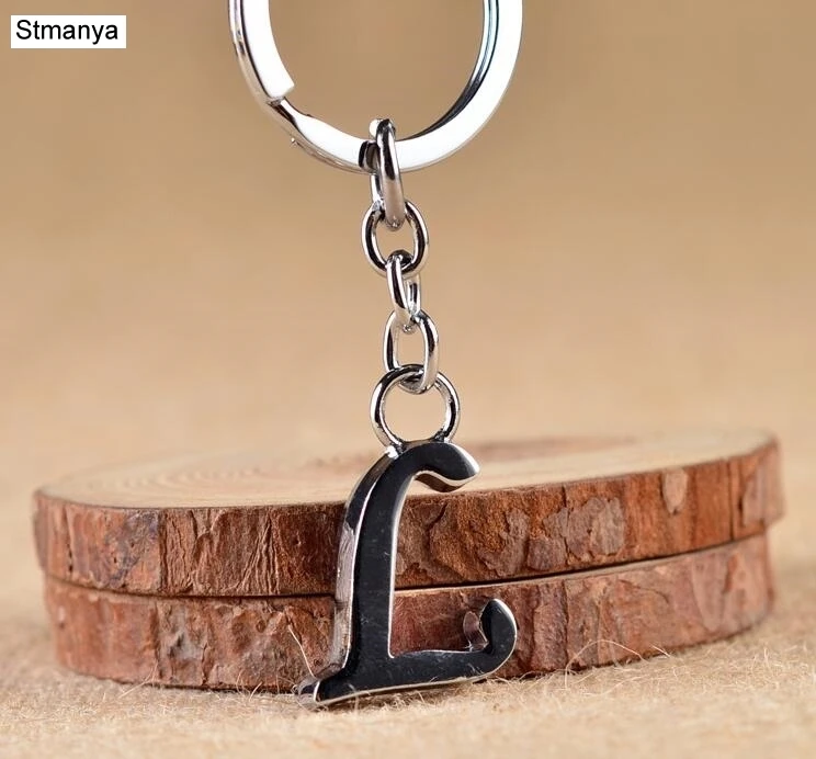 L Новинка, сделай сам, A-Z, буквы, брелок для мужчин, серебряный металлический брелок для женщин, автомобильный брелок, простая буква, имя, держатель для ключей, вечерние, подарок, ювелирное изделие - Цвет: L