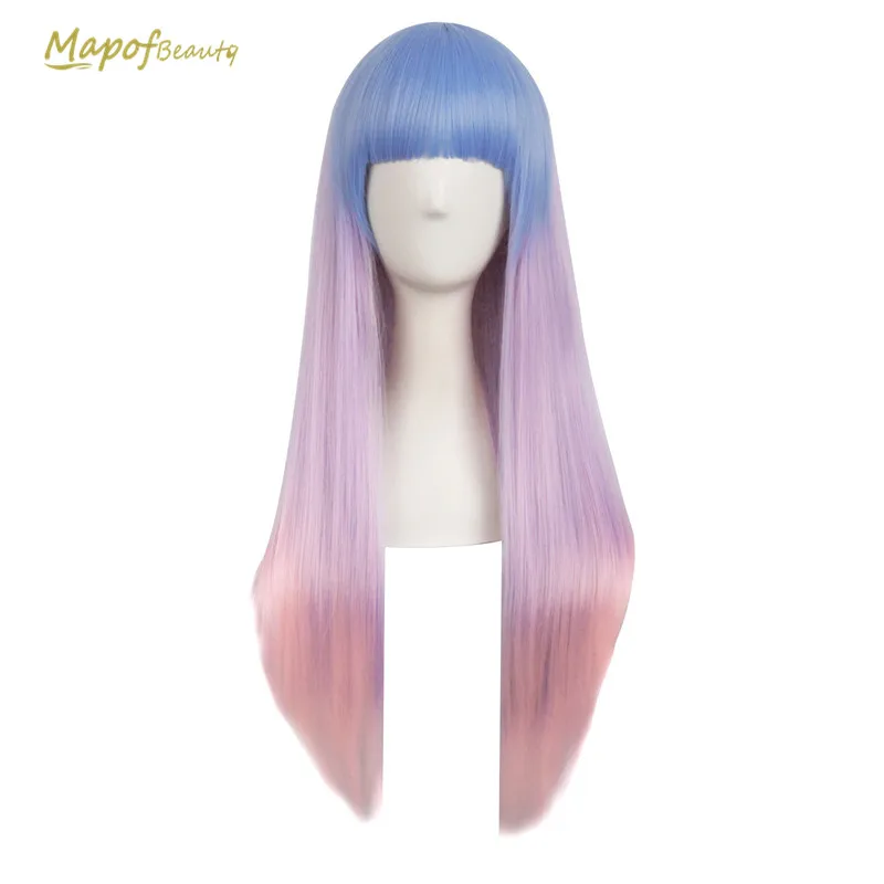 MapofBeauty 28 &quotДлинные прямые парики для Для женщин нагревает стойкий плоский челки