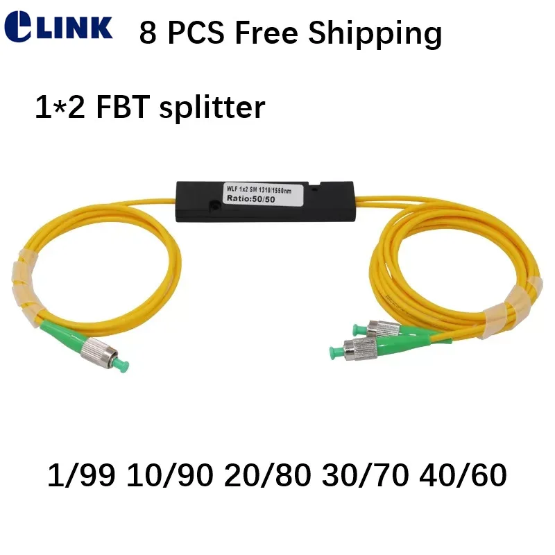 8 PCS FBT splitter FC/APC Abs box dual window 30/70 90/10 80/20 ratio optical fused coupler for FTTH 1310/1550nm free shipping