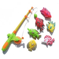 hot sell 6pcs childrens magnetic fishing toy plastic fish outdoor indoor fun game baby bath with fishing rod toys 17