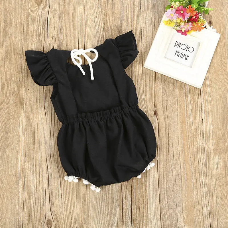 Милый кружевной детский пляжный костюм черного цвета с открытой спиной и круглым