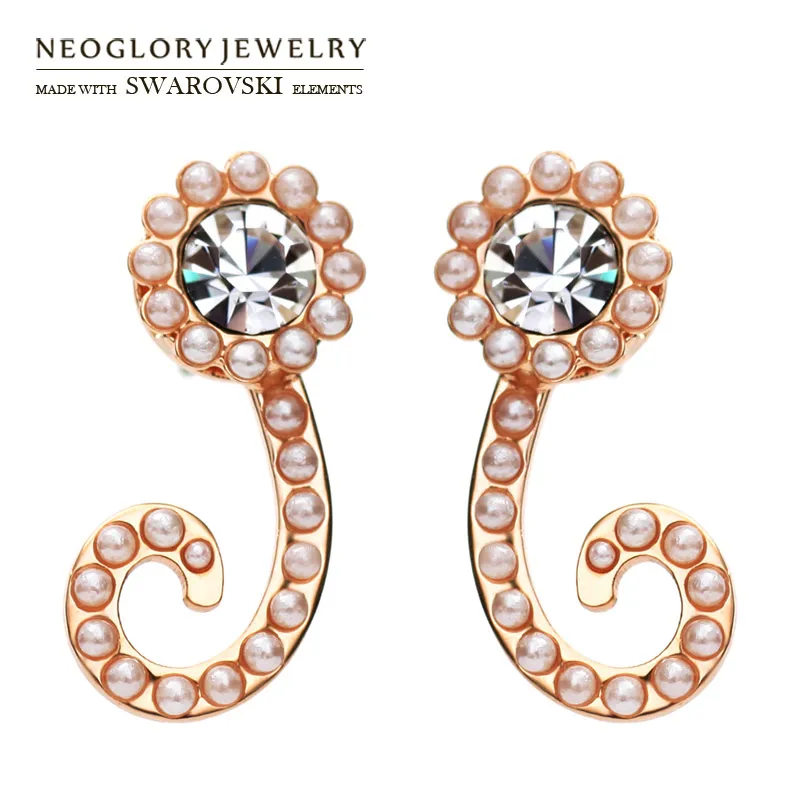 Длинные висячие серьги Neoglory австрийские стразы с искусственным жемчугом