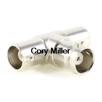 

Silver Tone Metal T Shape 3 Way Female to Famale BNC Splitter Connector