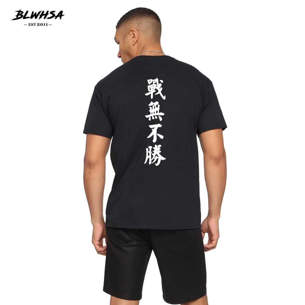 

BLWHSA Chinese Printed T Shirt Men Fashion Design Summer Short Sleeve Funny T-shirt Meaning Invincible Shirts Men College Tess