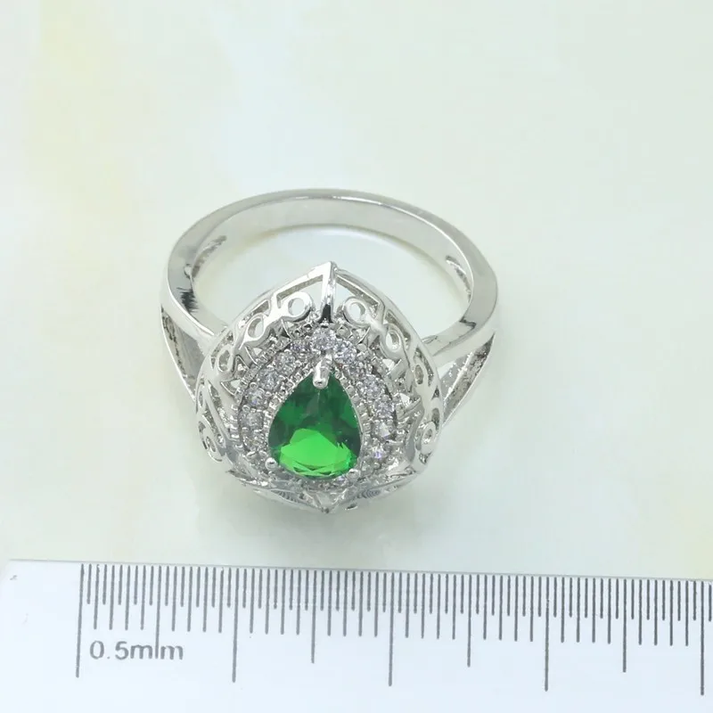 Otogo Transing серебряный цвет Ювелирные наборы зеленый клолор Топ кубический цирконий
