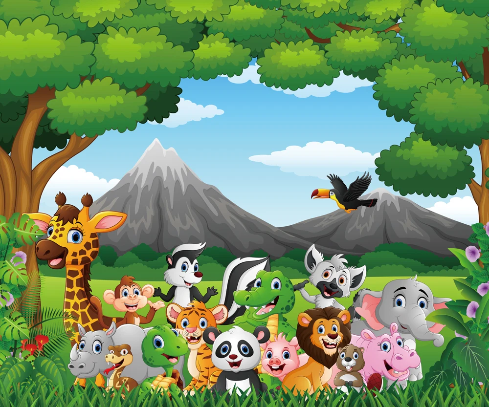 Фон Safari Animals Backdrop для фотографий на День рождения мальчика с дикой природой и тематической вечеринкой, баннер для фотобудки и реквизит студии.