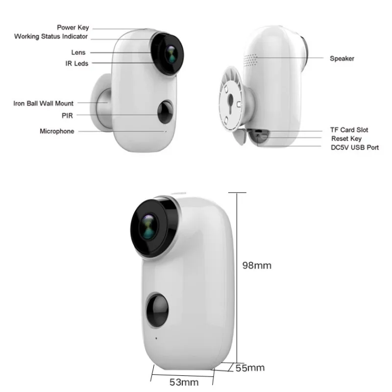 Домашняя камера видеонаблюдения беспроводная Wi Fi IP 1080P внешняя внутренняя