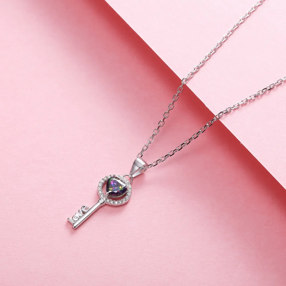 Ожерелье женское из серебра 925 пробы с фианитом|valentine day gift|pendant necklaceheart jewelry |
