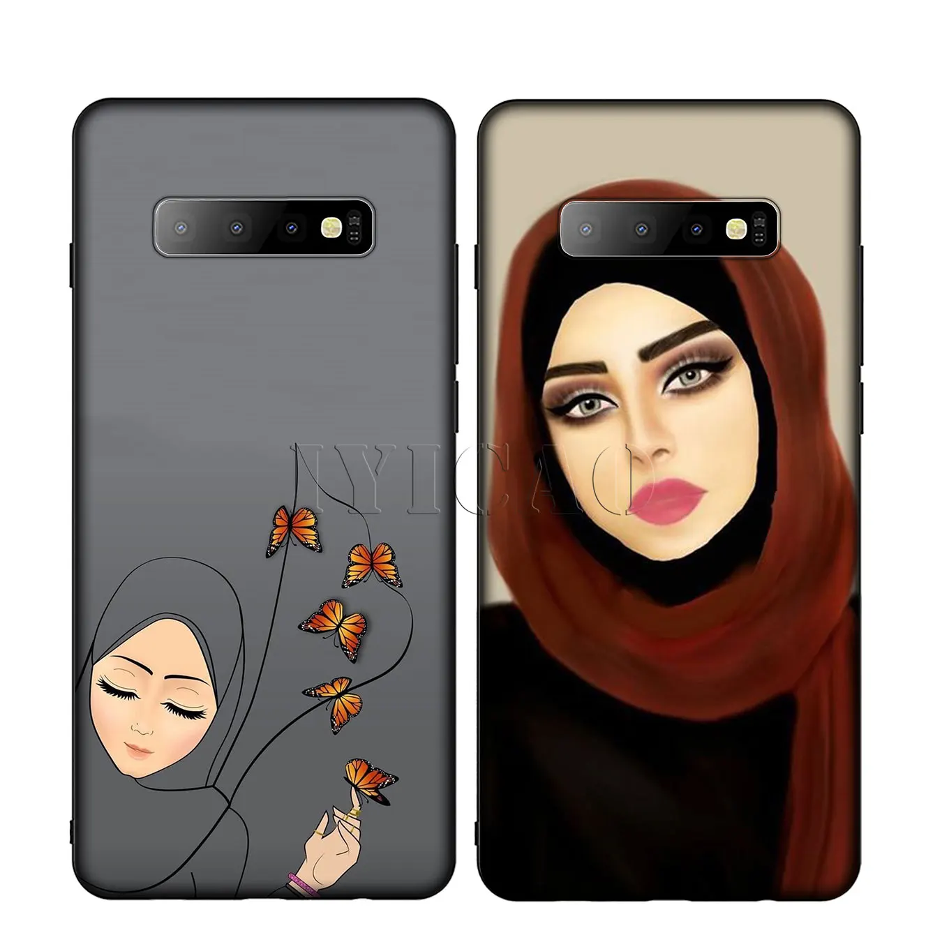 IYICAO Muslim Islamic Black Cartoon Girl Silicone Soft Phone Case for Samsung Galaxy S10 S9 S8 Plus S6 S7 Edge S10e E Cover |