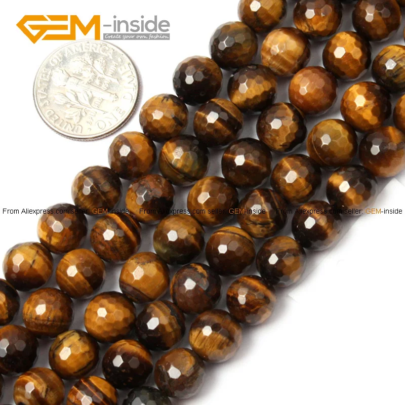Натуральные Круглые граненые бусины тигровый глаз для изготовления ювелирных