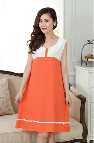 100% Бренд Женщин хлопка рубашка без рукавов ночную рубашку шею над коленом