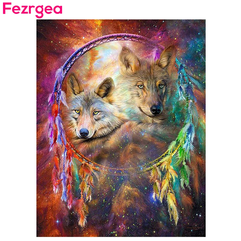 Новинка алмазная вышивка Fezrgea мозаика с животными волк кристалл 5D живопись