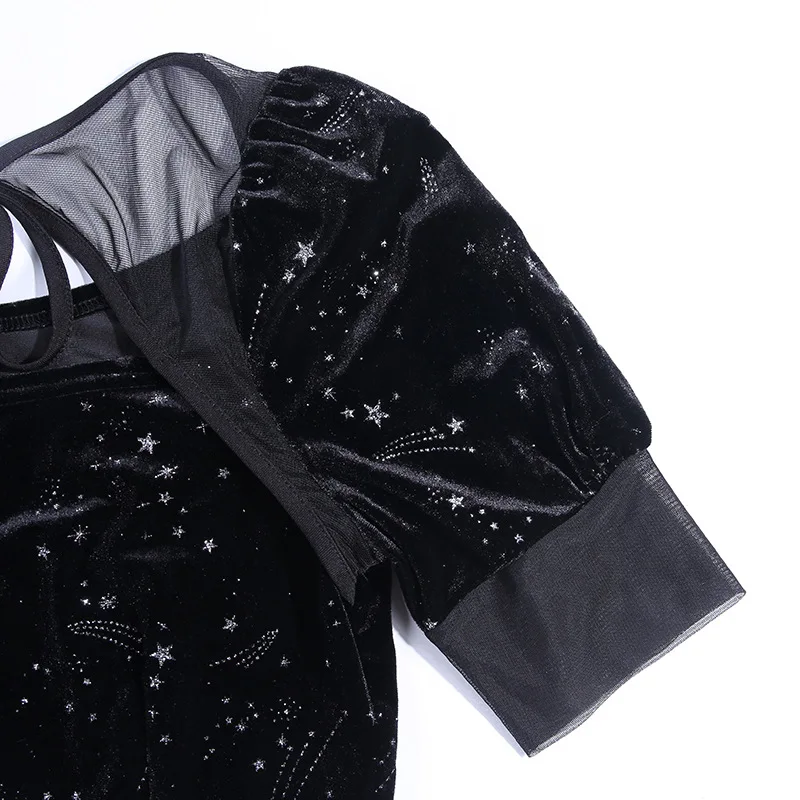 2в1 костюмы Звездный принт шикарный готический темно-женское с буфами рукав