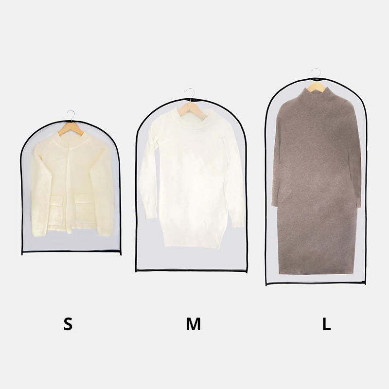 Transparent clothes dust bag Washable finishing storage dust-proof cover Household coat suit organizer hanging ba'g |