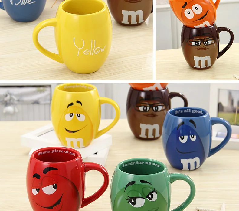 Милые мм бобы кофе молоко Cupcup керамика цвет глазури фруктовый сок чайная чашка с блюдцем воды чай чаша Oatmea воды инструмент