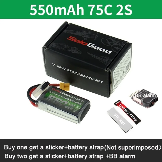 2S 550mah 75C SoloGood Lipo аккумулятор 2S 3S 4S Series 550mAh 850mAh гнездовой разъем для радиоуправляемого гоночного дрона FPV мультикоптера с фиксированным крылом - Цвет: 2S 550mah 75C