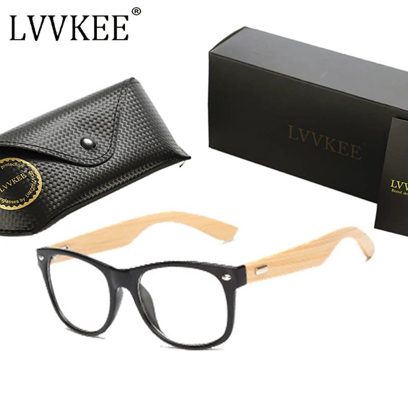 LVVKEE бренд деревянная оправа прозрачные линзы wo мужские плоские зеркала