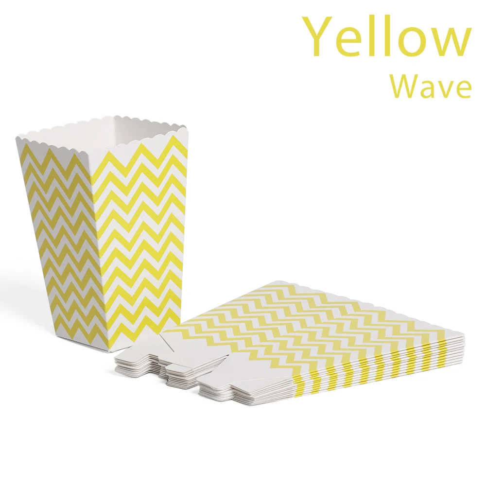Wave yellow 12 шт. розовые Золотые Коробки для попкорна, сумки для детской вечеринки, коробки, свадьба, день рождения, Декор, товары для фильмов, сумки для попкорна, вечерние принадлежности - Цвет: Wave yellow