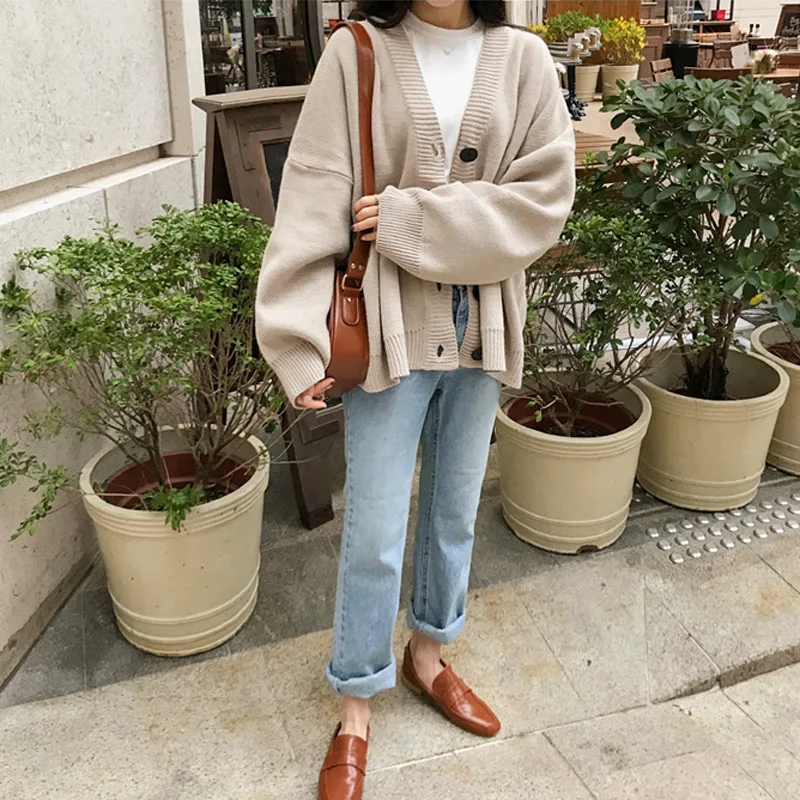 Инопланетянин Китти Simplee винтажный Кардиган Осенний свитер женский V-Ncek длинный