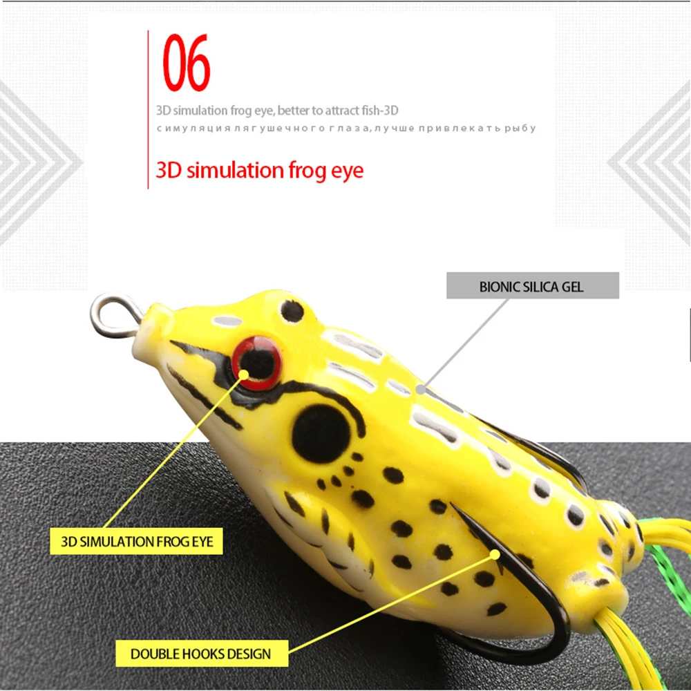 DONQL 6 штук в наборе приманки лягушки мягкие рыболовные г 9 13 двойные крючки Topwater Ray