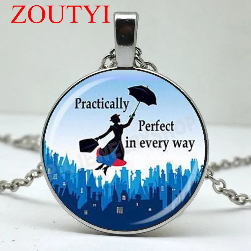 2018/модные Гламурные Mary poppins Фэнтези Девушка Стеклянная Круглая Подвеска Ожерелье