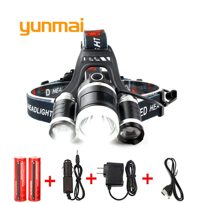 Светодиодный налобный светильник yunmai с питанием от USB 10000 люмен 3 * xml t6