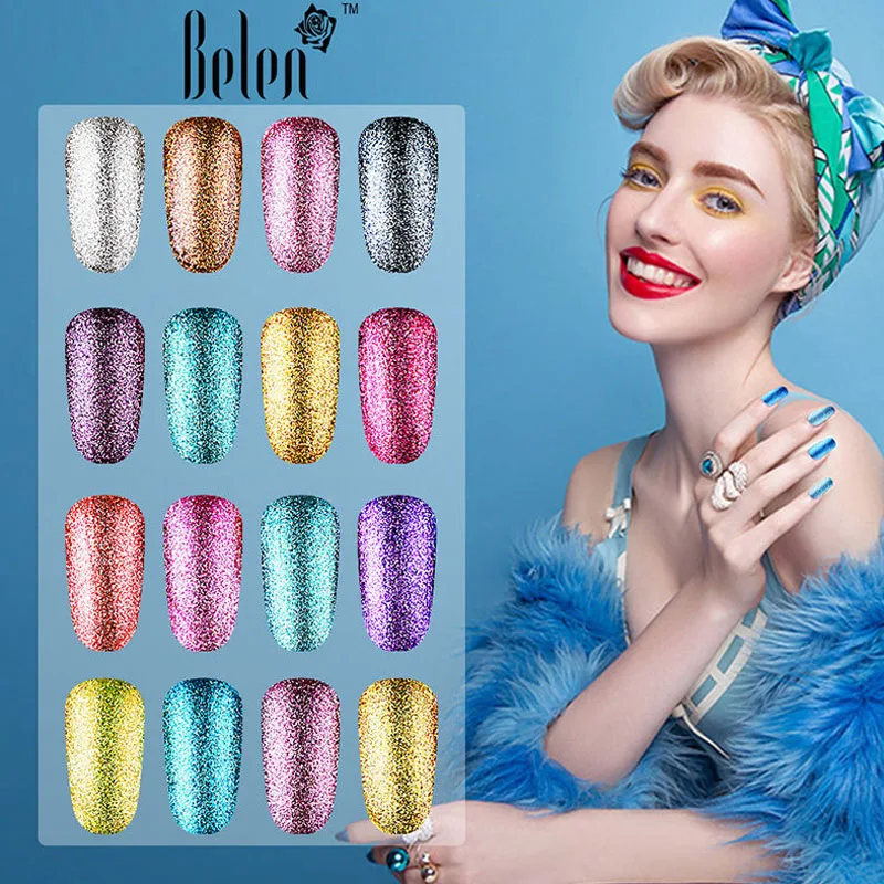Белена Супер Bling Платиновый УФ светодиодный Гель лак для ногтей с блестками гель